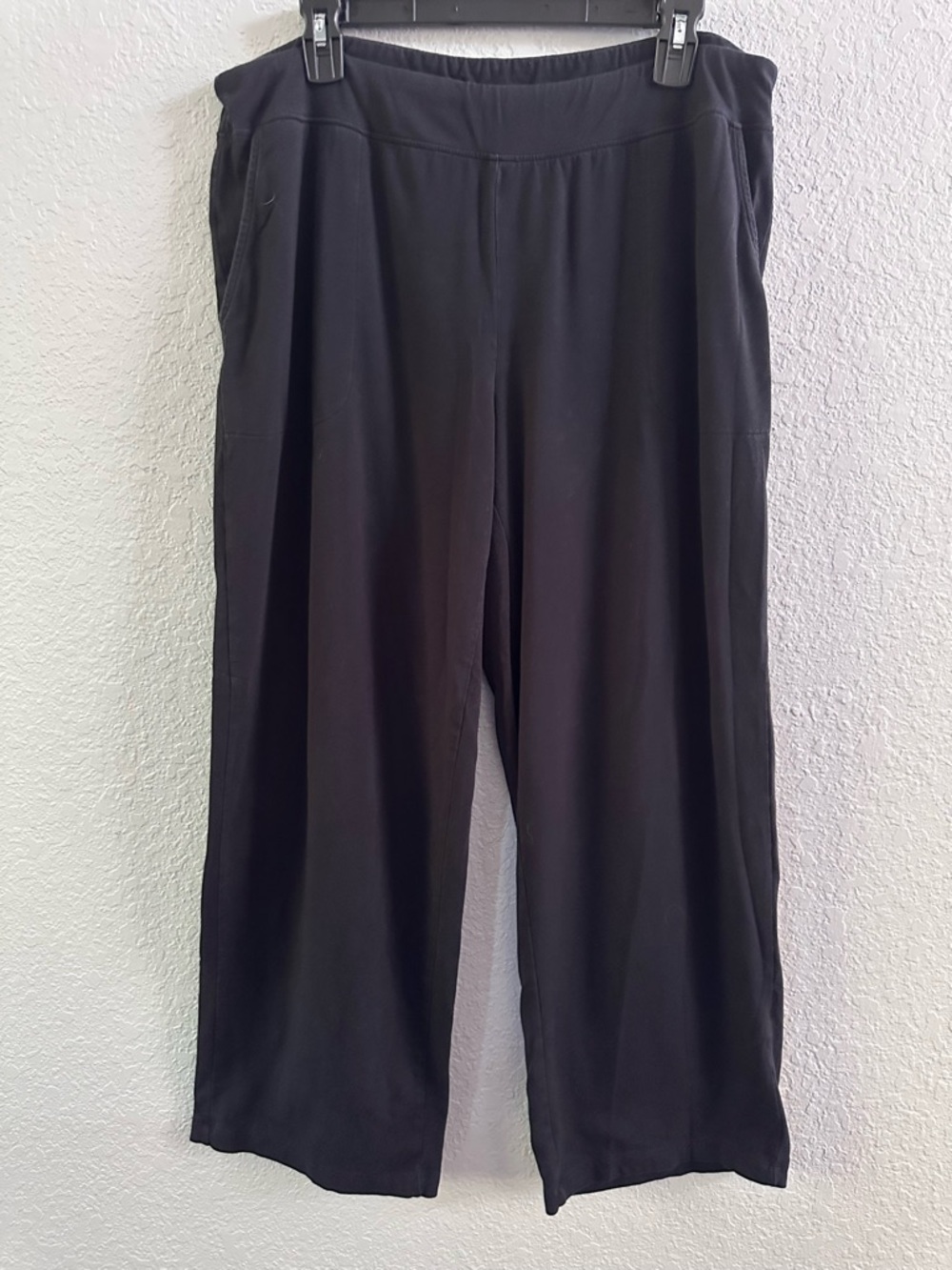 Soma Black Wide Leg Pants XL Pull On Cropped Lounge Travel Soft Stretch Pockets